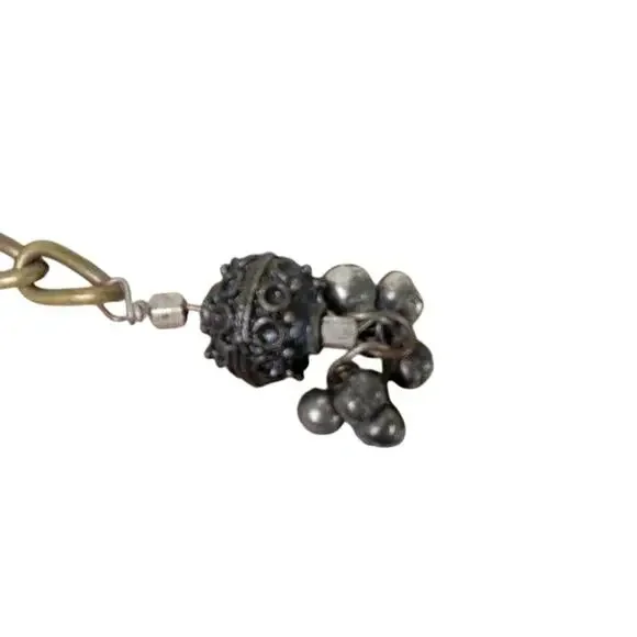 Chico’s Pewter Beaded Strand Chain Belt | Statement Oval Medallion - Picture 6 of 6